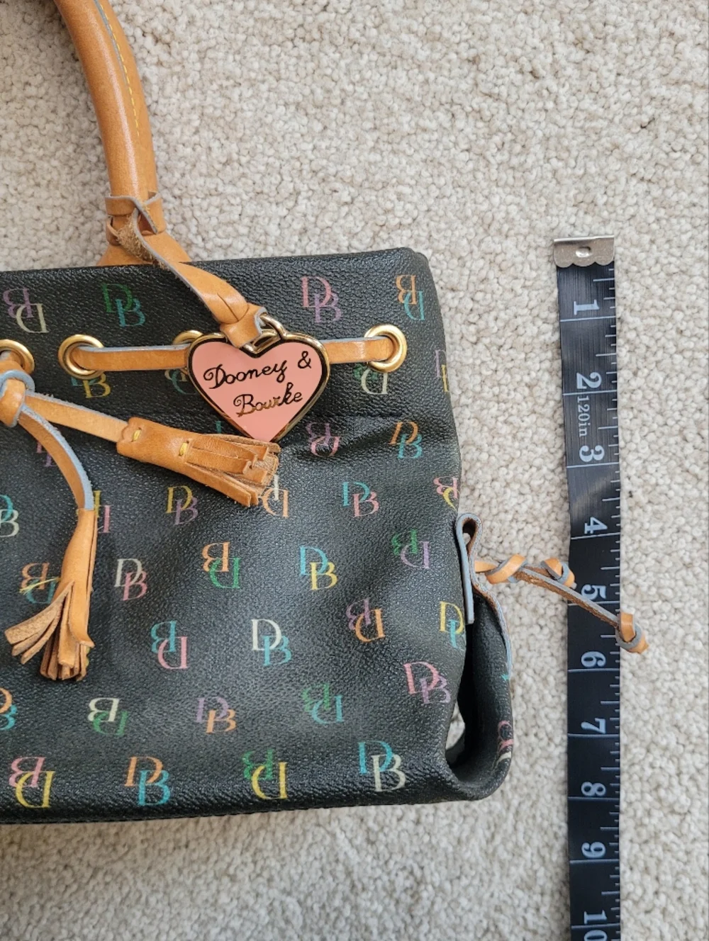 Dooney & Bourke Y2K Rainbow Monogram Satchel Coated Canvas Matching Wristlet - Picture 11 of 14